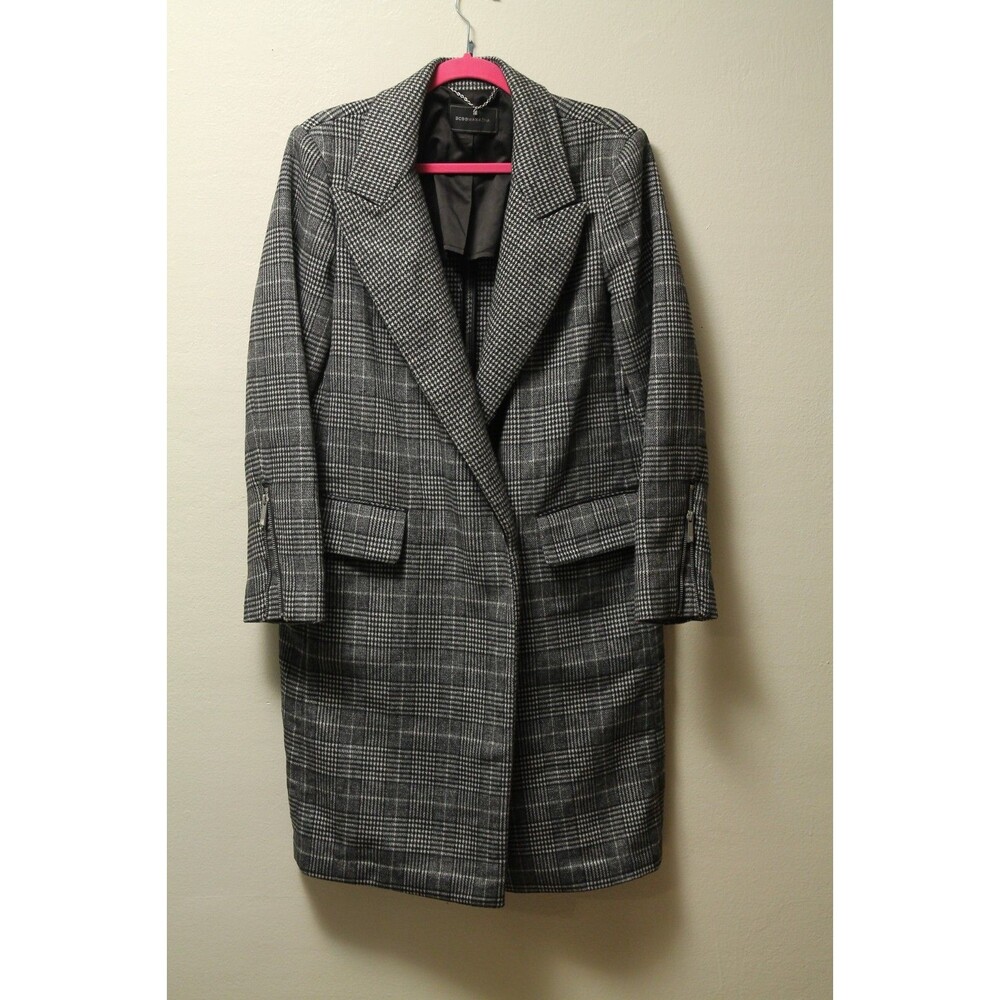 BCBG Max Azria women's wool Coat Per-Owned Black/White Medium Size
